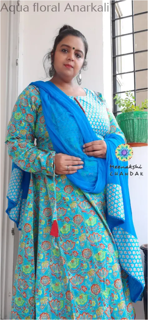 Aqua floral Anarkali SET T&D