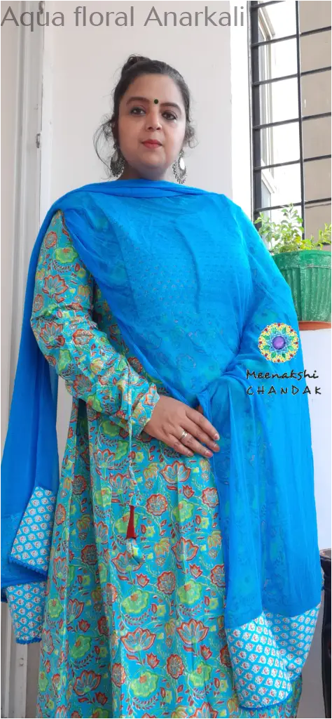 Aqua floral Anarkali SET T&D