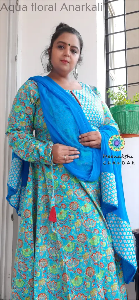 Aqua floral Anarkali SET T&D