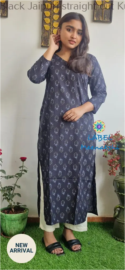 Black Jaipuri straight cut kurta KURTAS