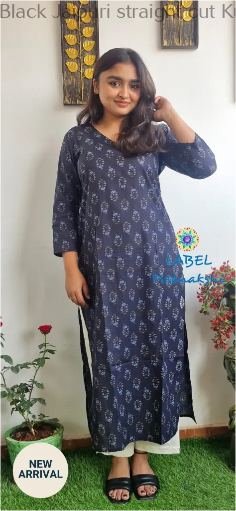 Black Jaipuri straight cut kurta KURTAS