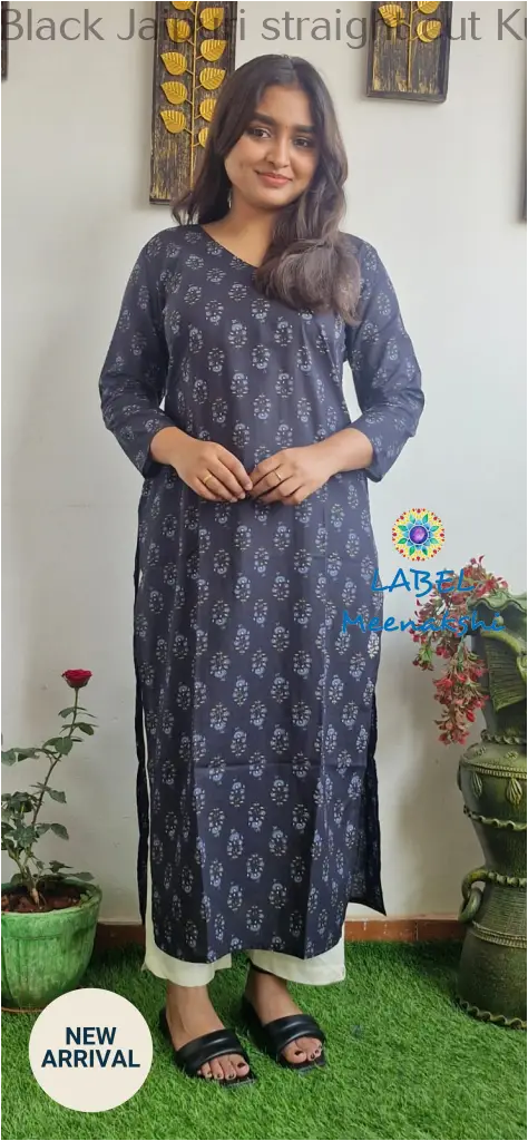 Black Jaipuri straight cut kurta KURTAS