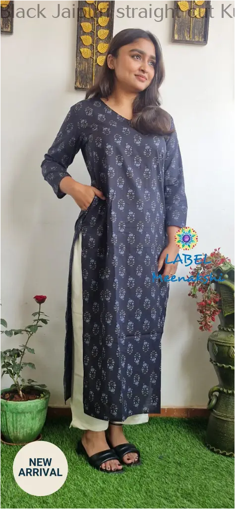 Black Jaipuri straight cut kurta KURTAS