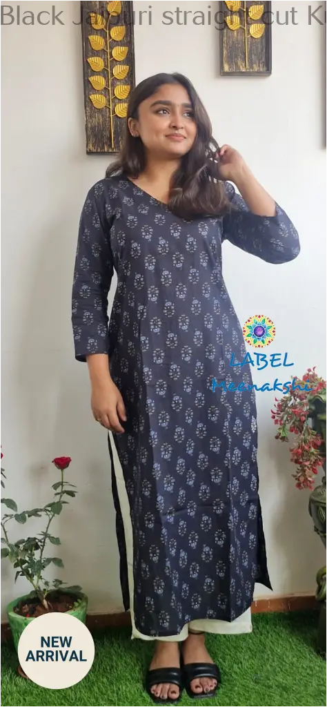 Black Jaipuri straight cut kurta KURTAS