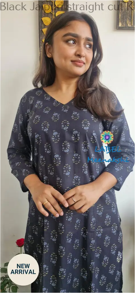 Black Jaipuri straight cut kurta KURTAS
