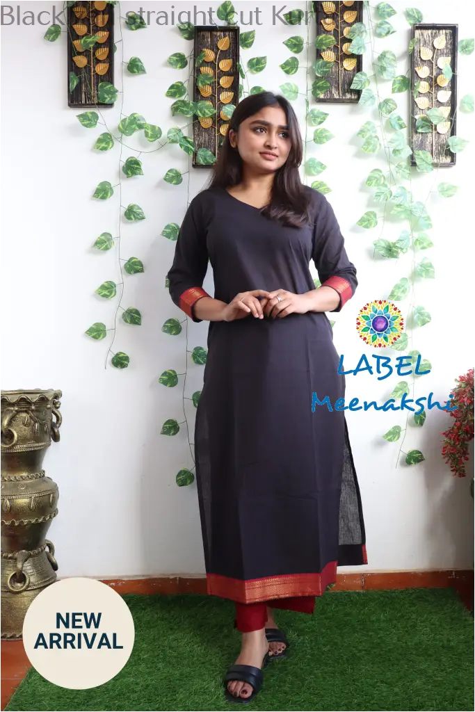 Black zari straight cut kurta KURTAS