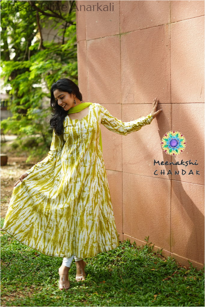 Classic Olive Anarkali SET T&D