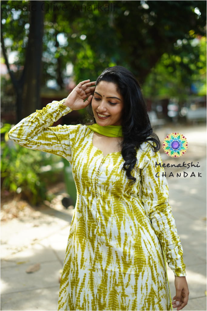 Classic Olive Anarkali SET T&D