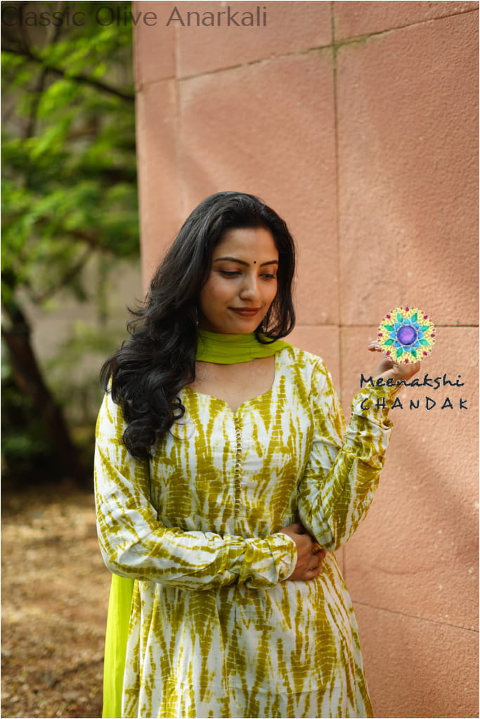 Classic Olive Anarkali SET T&D
