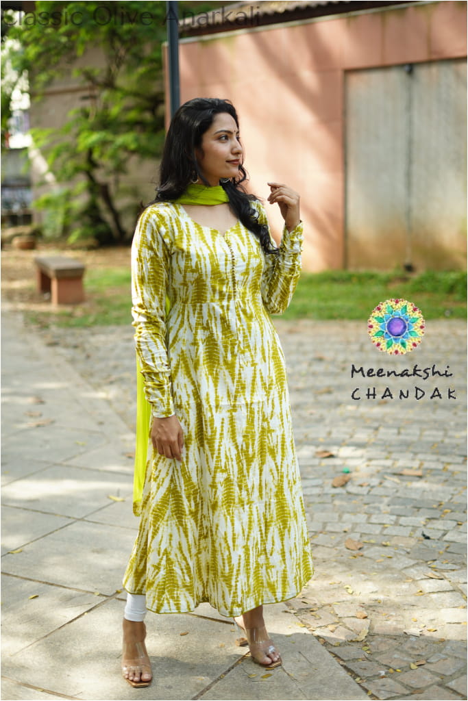 Classic Olive Anarkali SET T&D