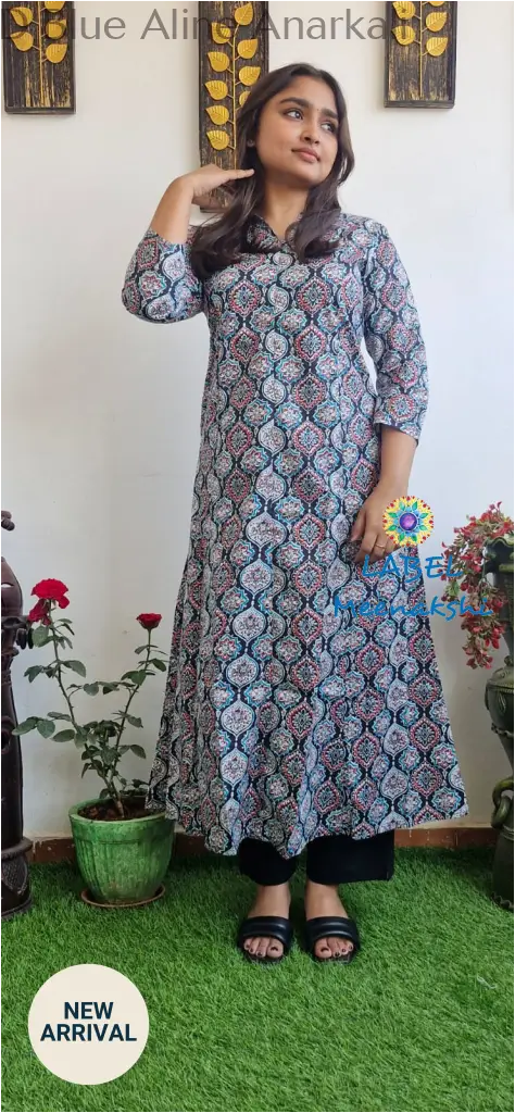 Dark navy Aline anarkali kurta KURTAS