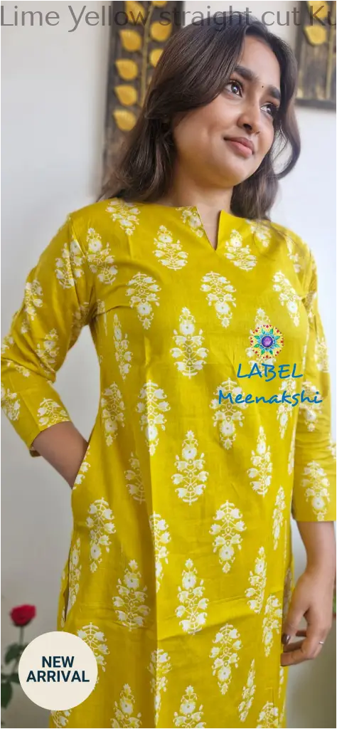 Lime Yellow straight cut kurta KURTAS