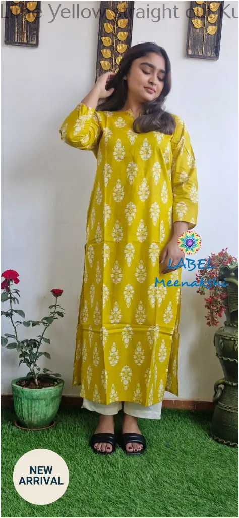 Lime Yellow straight cut kurta KURTAS