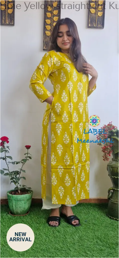 Lime Yellow straight cut kurta KURTAS