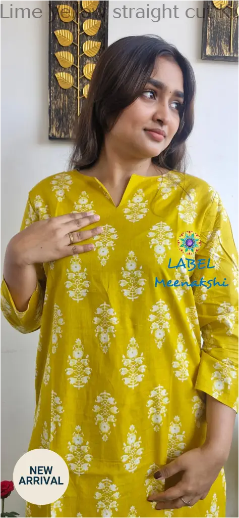 Lime Yellow straight cut kurta KURTAS