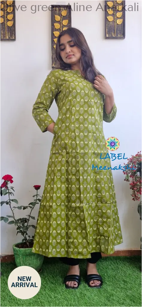 Olive green Aline anarkali kurta KURTAS