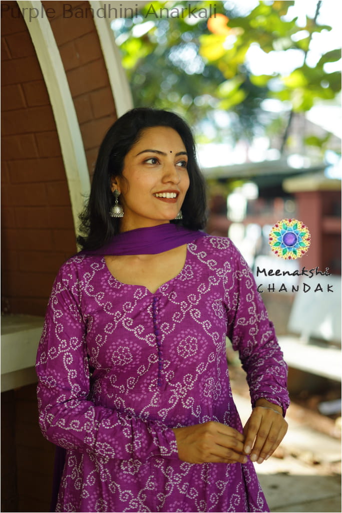 Purple Bandhini Anarkali SET T&D