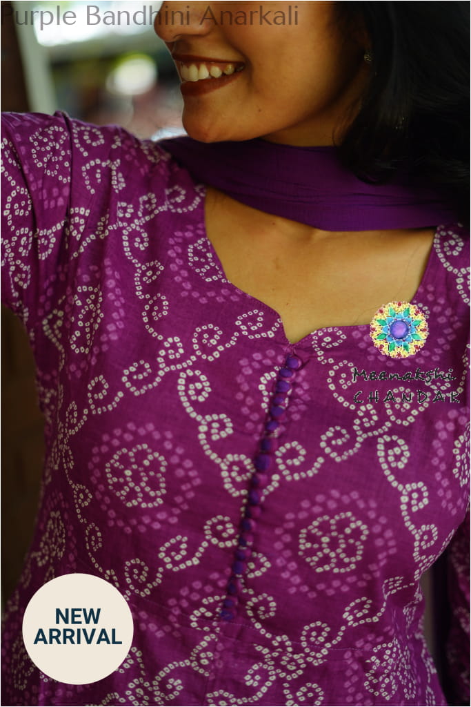 Purple Bandhini Anarkali Small SET T&D