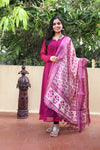 Magenta Georgette Anarkali - D01 _STOLE