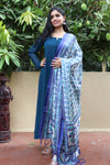 Teel Blue Georgette Anarkali - D02 _STOLE