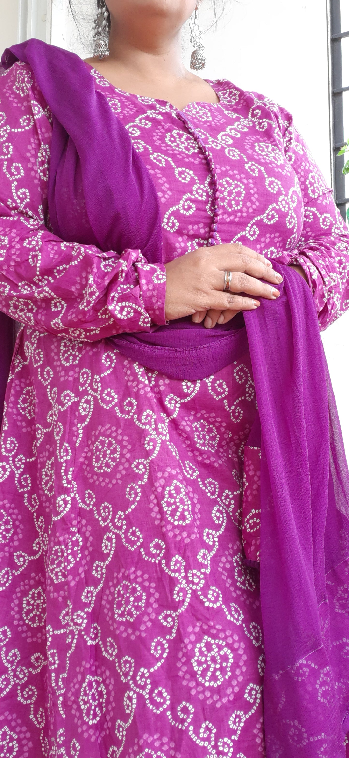 Purple Bandhini Anarkali