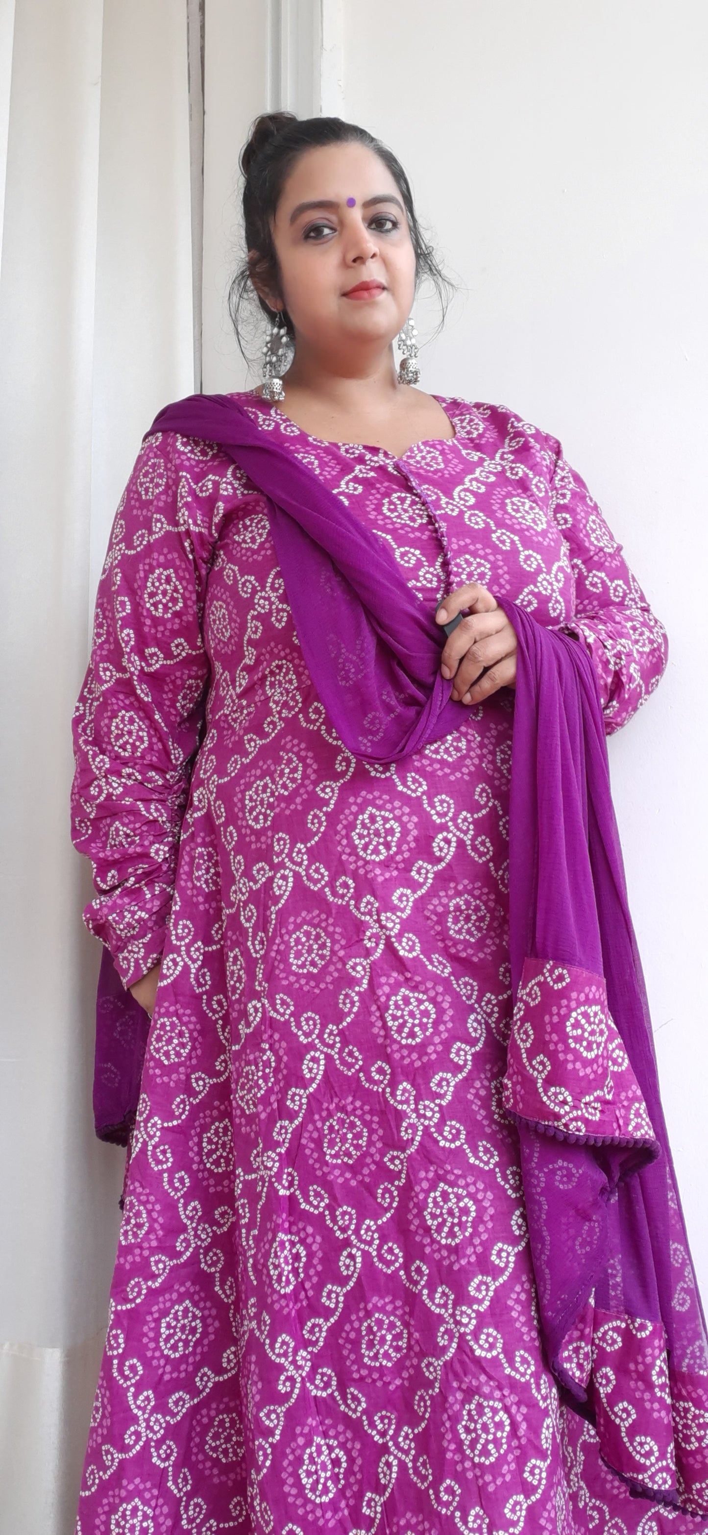 Purple Bandhini Anarkali