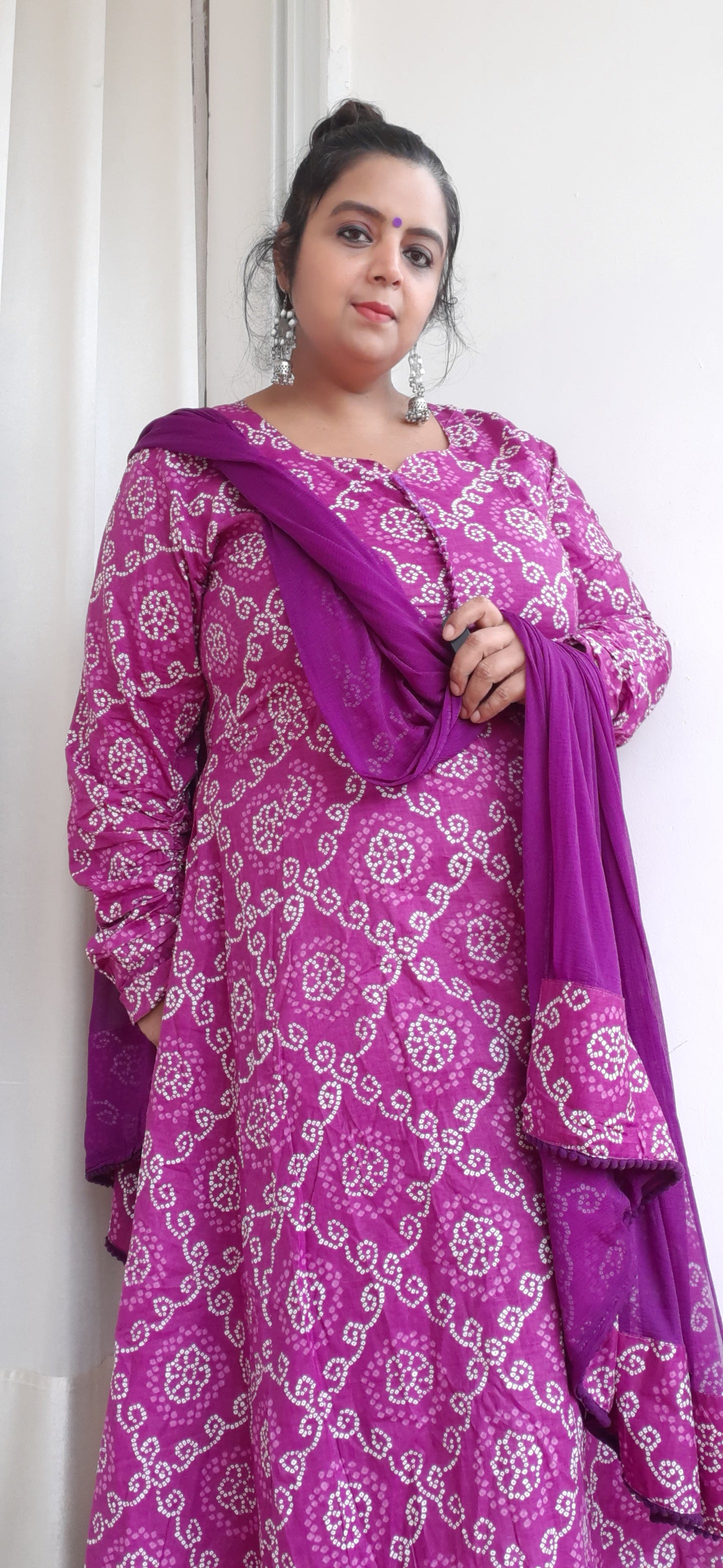 Purple Bandhini Anarkali