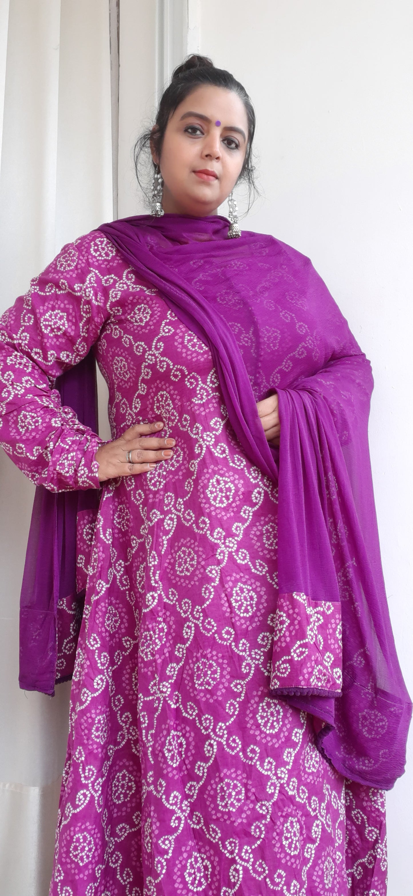 Purple Bandhini Anarkali