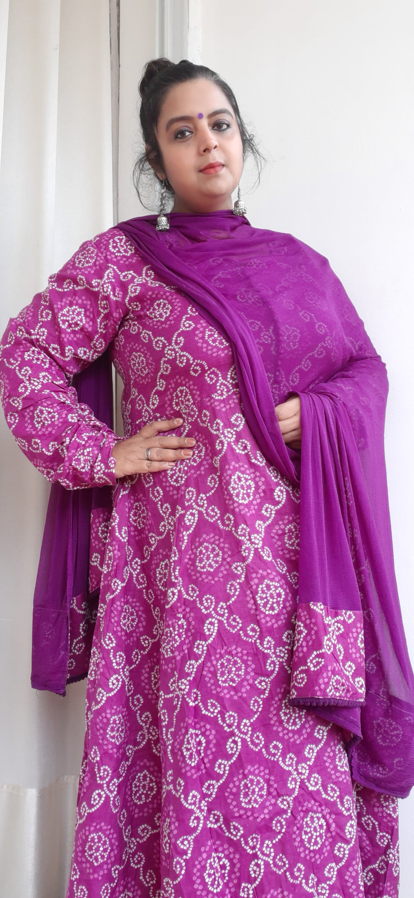 Purple Bandhini Anarkali