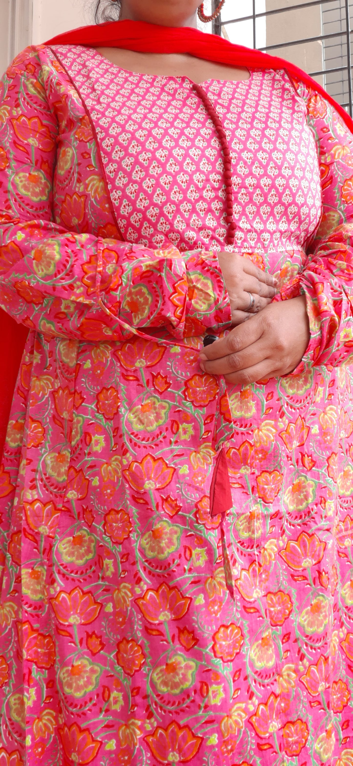 Pink floral Anarkali