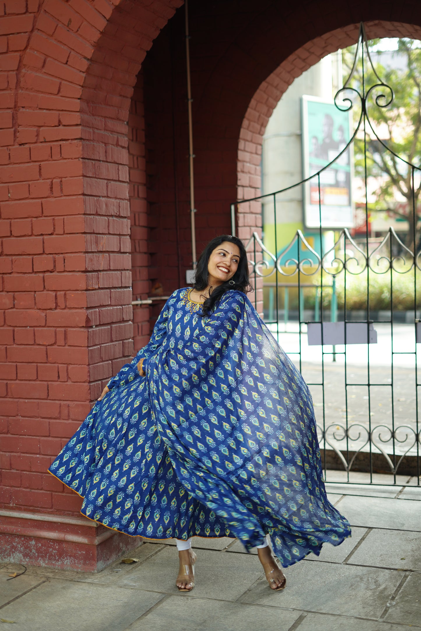 Royal Blue self Anarkali [Embroidery]