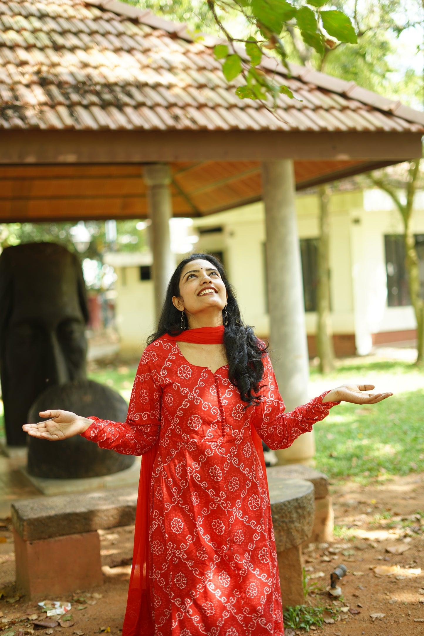 Red Bandhini Anarkali