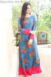 Aqua Blue Slim Fit Maxi Ethnic