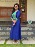 Aqua & Green Zari A Line Kurta Kurtas
