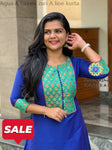 Aqua & Green Zari A Line Kurta Small Kurtas