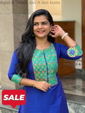 Aqua & Green Zari A Line Kurta Small Kurtas