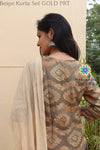 Beige Kurta Set With Dupatta Sets