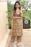 Beige Kurta Set With Dupatta Sets