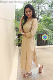 Beige Self Designed Kurta Kurtas