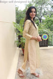 Beige Self Designed Kurta Kurtas