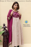 Beige & Wine Dobby Sequence Anarkali Limited Edition
