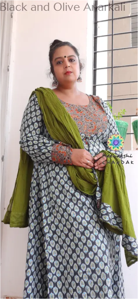 Black and Olive Anarkali SET T&D