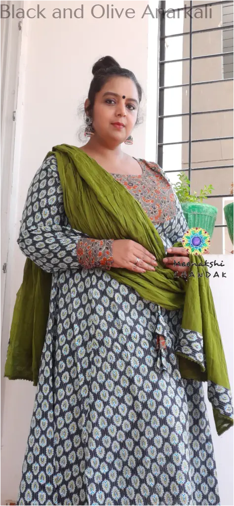 Black and Olive Anarkali SET T&D
