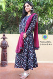 Black Floral Jaipuri Anarkali Sets