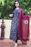 Black Floral Jaipuri Anarkali Sets