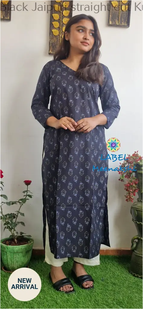 Black Jaipuri straight cut kurta KURTAS