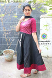 Black & Magenta Anarkali With Dupatta Sets