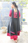 Black & Magenta Anarkali With Dupatta Sets