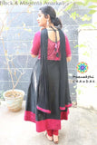Black & Magenta Anarkali With Dupatta Sets