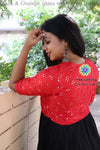 Black & Orange Glass Work Long Dress Ethnic